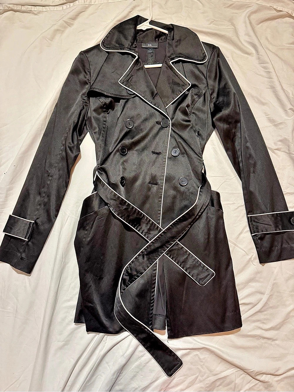 IZ Byer California Black Trench Coat Size Medium